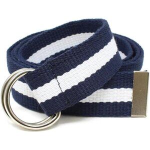 Canvas Web Belt D-Ring Buckle 1.25" Wide Metal Tip Multi-Color